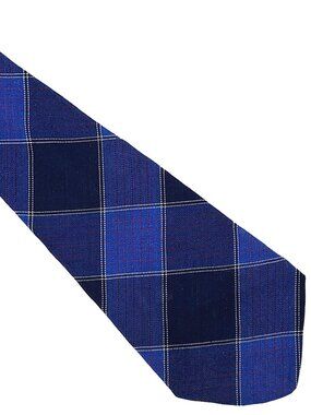 Vtg Haband Dundee Blue Plaid Red Pinstripes Spun Rayon Necktie Tie 3.25 x 48